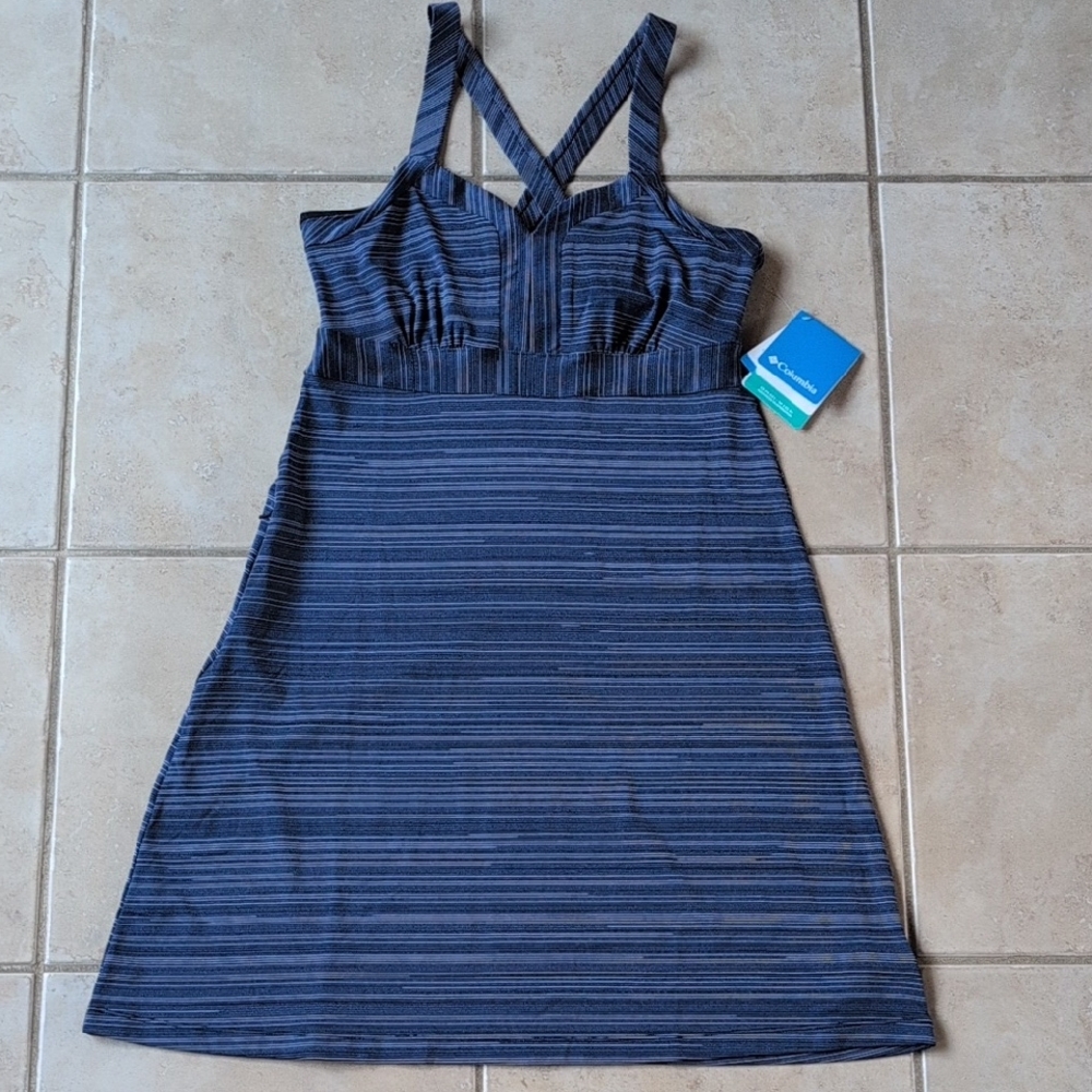 Columbia Navy Striped Midi Dress